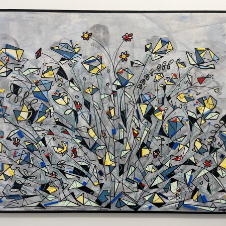 Matt Pidgeon, Everything Changes, Acrylic, oil, enamel, LEGO brick on canvas, 48 x 36 inches, 2022